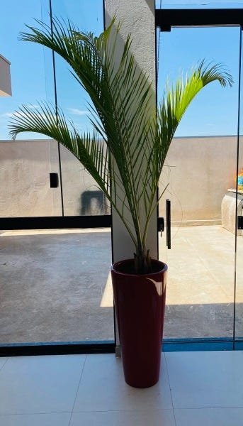 Vaso E Prato Decorativo Para Plantas e Flores fibra De Vidro Estilo Vietnamita 80x40cm Vermelho - 4