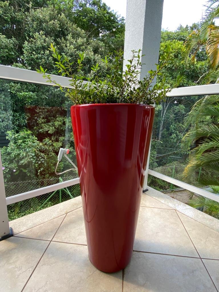 Vaso E Prato Decorativo Para Plantas e Flores fibra De Vidro Estilo Vietnamita 80x40cm Vermelho - 5