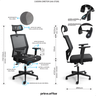 Cadeira de Escritório Presidente Ergonômica Preta Mesh Gamer - 10
