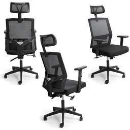 Cadeira de Escritório Presidente Ergonômica Preta Mesh Gamer - 2