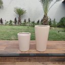 Ver imagem 5 de Trio Vasos Bege para Plantas Flores Fibra de Vidro Estilo Vietnamita 40, 60 e 80Cm