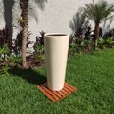Ver imagem 4 de Trio Vasos Bege para Plantas Flores Fibra de Vidro Estilo Vietnamita 40, 60 e 80Cm