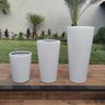 Trio Vasos Branco para Plantas Flores Fibra de Vidro Estilo Vietnamita 40, 60 e 80Cm - 1