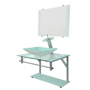Gabinete de Vidro 60cm para Banheiro Cuba Chanfrada Branco - DaHora