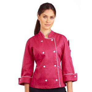 Dólmã Chef de Cozinha Feminina Madrid - Rosa/branco Wp Confecções Rosa / Branco