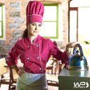 Ver imagem 3 de Dólmã Chef de Cozinha Feminina Madrid - Rosa/branco Wp Confecções Rosa / Branco