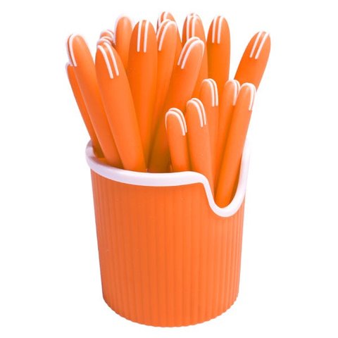 Conjunto de Talheres com Dispenser 24 Peças Laranja - Quanhe