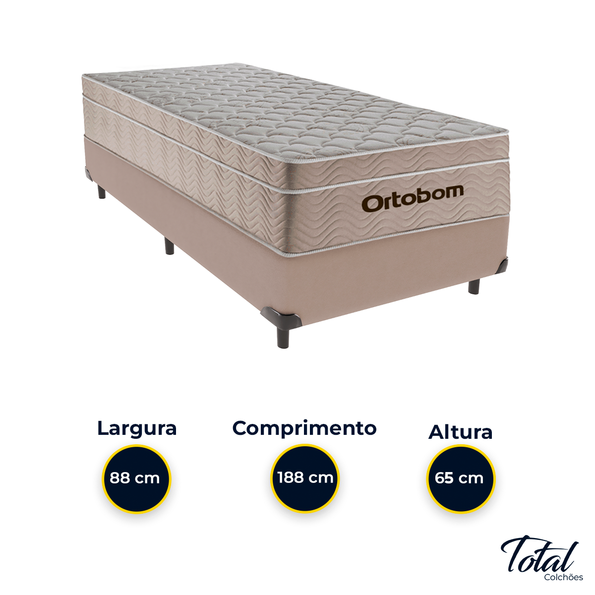 Cama Box Solteiro Bege e Colchão Airtech Springpocket Molas Ensacadas Ortobom - 3