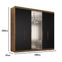 Ver imagem 6 de Guarda-roupa Casal 6 Portas com Espelho e 6 Gavetas Valencia