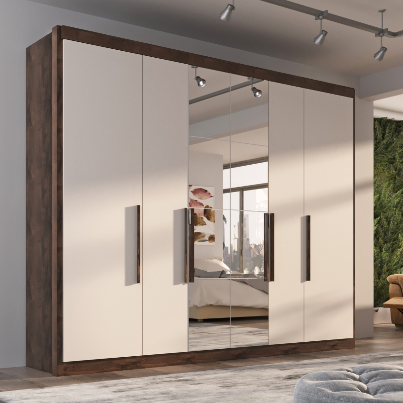 Guarda-roupa Casal 6 Portas com Espelho e 6 Gavetas Valencia - 2