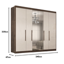Ver imagem 6 de Guarda-roupa Casal Valencia 6 Portas 6 Gavetas com Espelho