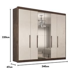 Guarda-roupa Casal 6 Portas com Espelho e 6 Gavetas Valencia - 6