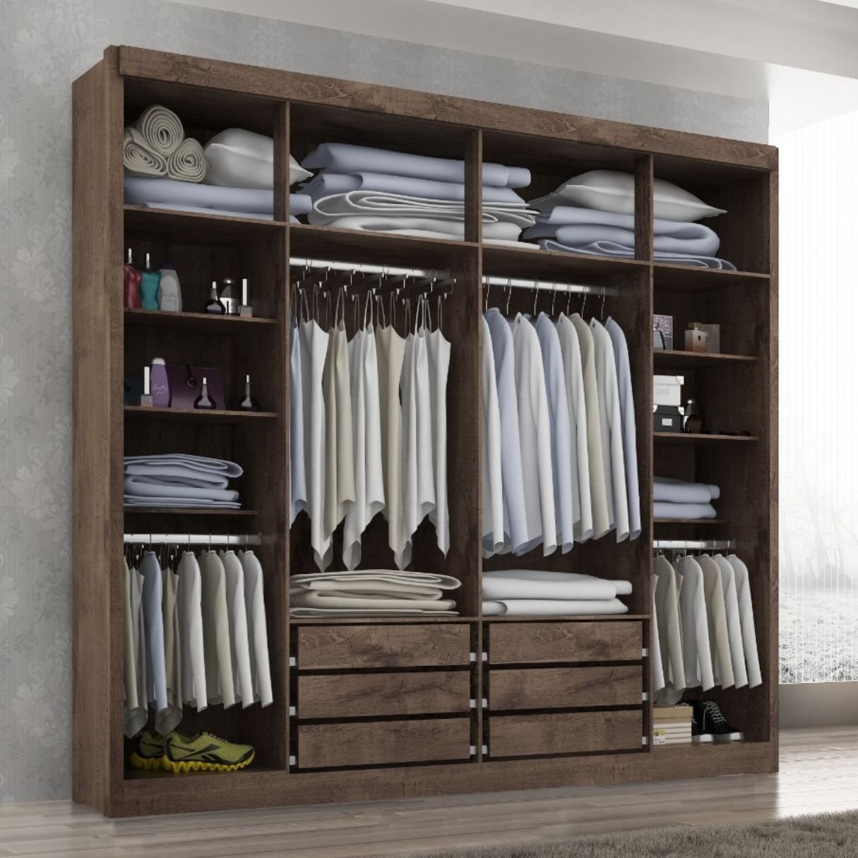 Guarda-roupa Casal 6 Portas com Espelho e 6 Gavetas Valencia - 3