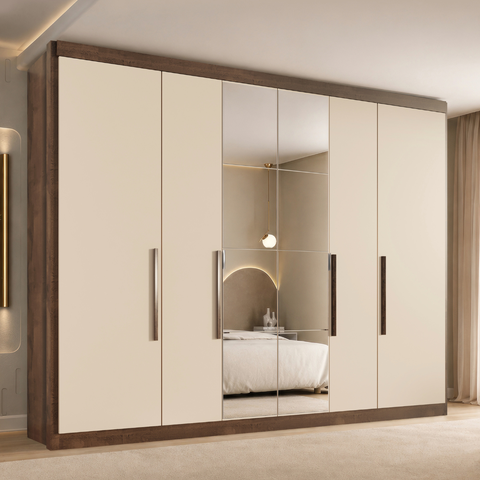 Guarda-Roupa Casal Valencia 6 Portas 6 Gavetas com Espelho