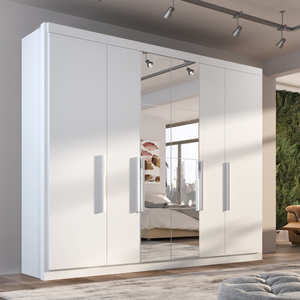 Guarda-roupa Casal 6 Portas com Espelho e 6 Gavetas Valencia