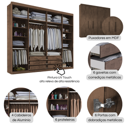 Guarda-roupa Casal 6 Portas e 6 Gavetas Valencia - 5