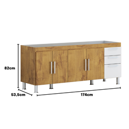 Gabinete de Pia Gemeos 1,80m Castanho/off White - 3