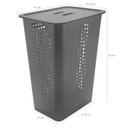 Ver imagem 2 de Kit 2 Cestos Roupas 47l Chumbo ou com Tampa Organizador Banh