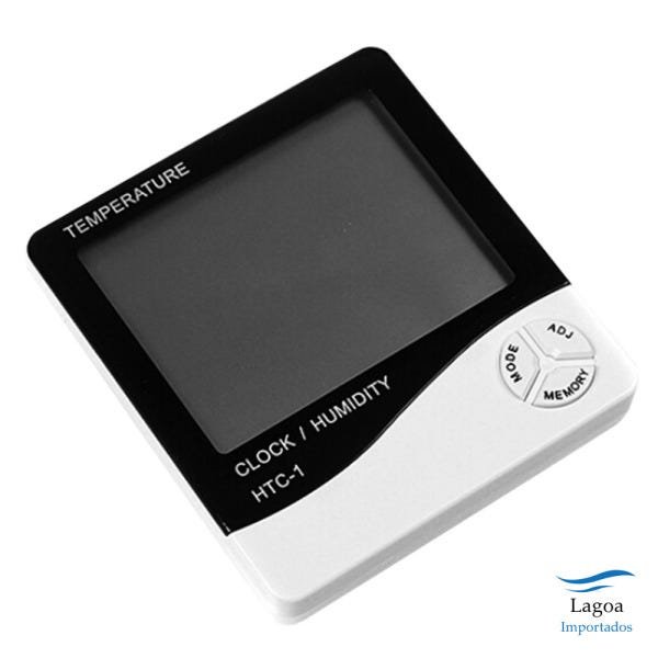 Medidor De Umidade Ar E Temperatura Relógio Digital Htc-1 - Preto - 3