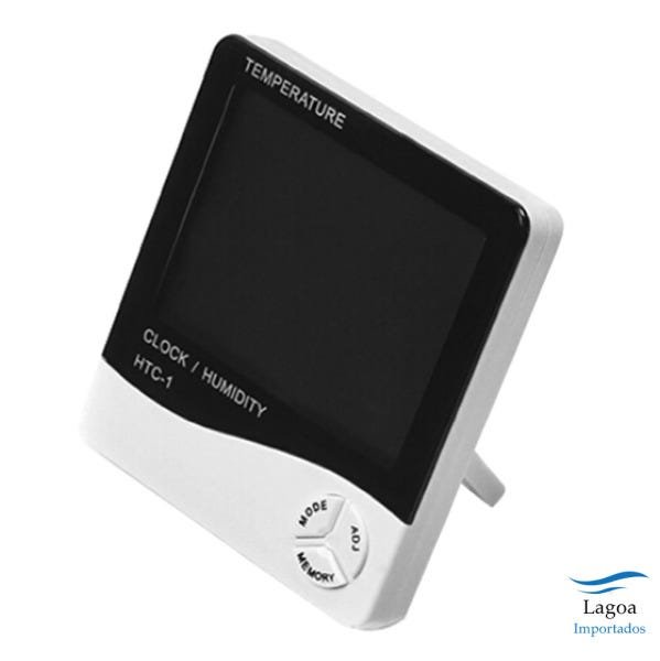 Medidor De Umidade Ar E Temperatura Relógio Digital Htc-1 - Preto - 4