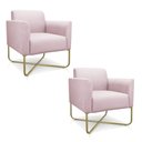 Ver imagem 1 de Kit 02 Poltronas Marisa Suede Rosa Bebê Base X Industrial