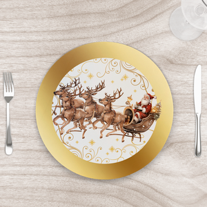 Capa para Sousplat 35cm Natal Papai Noel Trenó - com Base - Kit com 6