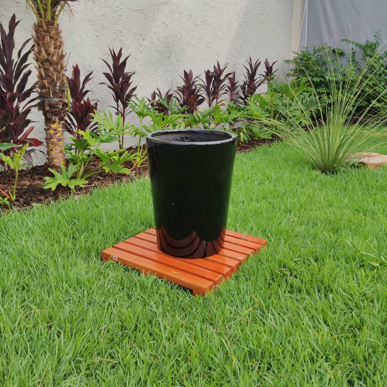 Trio Vasos Preto para Plantas Flores Fibra de Vidro Estilo Vietnamita 40, 60 e 80Cm - 3