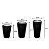 Trio Vasos Preto para Plantas Flores Fibra de Vidro Estilo Vietnamita 40, 60 e 80Cm - 2