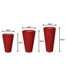 Trio Vasos Vermelho para Plantas Flores Fibra de Vidro Estilo Vietnamita 40, 60 e 80Cm - 2