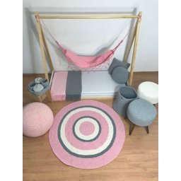 Tapete de Crochê Provençal com Cinza Rosa e Cinza - 1