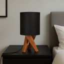 Ver imagem 1 de Abajur Vênus de Mesa Decorativo em Tecido Luz Aconchegante:preto
