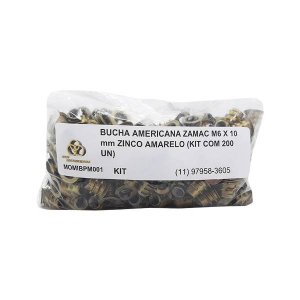 Bucha Americana Zamac M6 X 10 Mm Zinco Amarelo (Kit Com 200 Un)