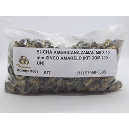 Bucha Americana Zamac M6 X 10 Mm Zinco Amarelo (Kit Com 200 Un) - 4