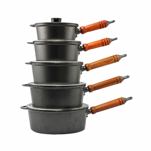 Jogo de 5 Panelas de Aluminio Fundido Craqueado com Cabo 16 a 24cm