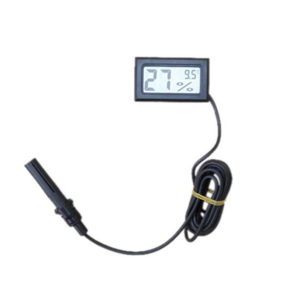 Higrômetro Termômetro digital com sensor externo umidade - Preto - 1
