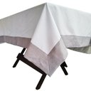 Ver imagem 4 de Toalha Mesa Gabardine Borda Linho 1,45x2,90 8 Lugares Branco