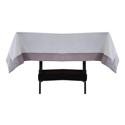 Toalha Mesa Gabardine Borda Linho 1,45x2,90 8 Lugares Branco