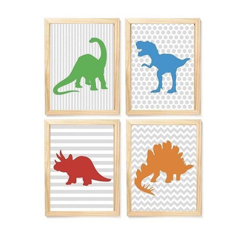 Kit Quadro Decorativo Infantil Dinossauro Quarto Criança Bebê Enxoval