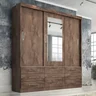 Guarda-Roupa Casal 3 Portas de Correr com Espelho e 9 Gavetas Cairo - 1