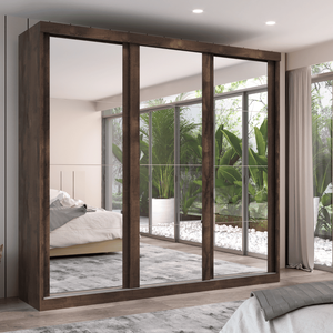 Guarda-roupa Casal 3 Portas de Correr com Espelho Sevilha