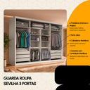 Ver imagem 4 de Guarda-Roupa Casal 3 Portas de Correr com Espelho Sevilha