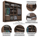 Ver imagem 6 de Guarda-Roupa Casal 3 Portas de Correr com Espelho e 6 Gavetas Sevilha