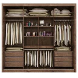 Guarda-roupa Casal 3 Portas de Correr com Espelho e 6 Gavetas Sevilha - 4