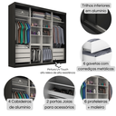 Ver imagem 6 de Guarda-Roupa Casal 3 Portas de Correr com Espelho e 6 Gavetas Sevilha
