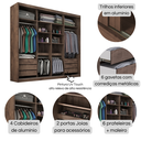 Ver imagem 7 de Guarda-Roupa Casal 3 Portas de Correr com Espelho e 6 Gavetas Sevilha