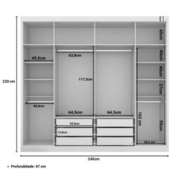 Guarda-roupa Casal 6 Portas e 6 Gavetas Valencia - 5