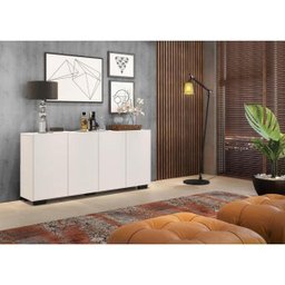 Aparador Buffet 4 Portas com Pés Quadrados Veneza Branco/Preto - 8
