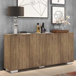 Aparador Buffet 4 Portas com Pés Quadrados Veneza Rustic/Branco - 2