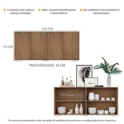 Aparador Buffet 4 Portas com Pés Quadrados Veneza Rustic/Branco - 4