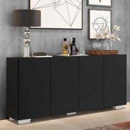 Aparador Buffet 4 Portas com Pés Quadrados Veneza Preto/Branco - 2